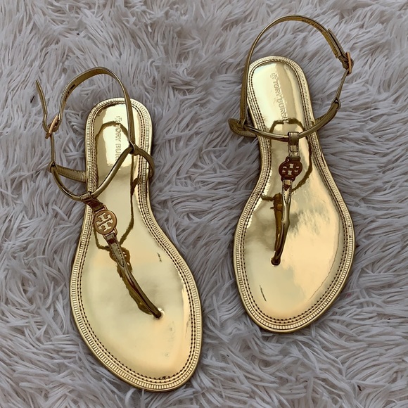 authentic tory burch Emmy gold sandals sz 7 - Picture 10 of 11